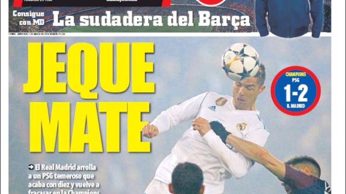 MUNDO DEPORTIVO: "Scheich matt! Madrid steckt Paris in Brand und steht im Viertelfinale. PSG verschwand im Rauch seiner eigenen Bengalos"