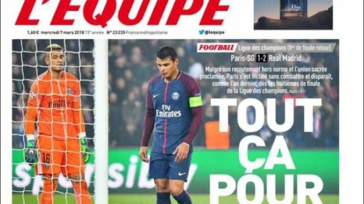 L'EQUIPE: "Das alles für dieses Ergebnis. Eine unermessliche Enttäuschung"