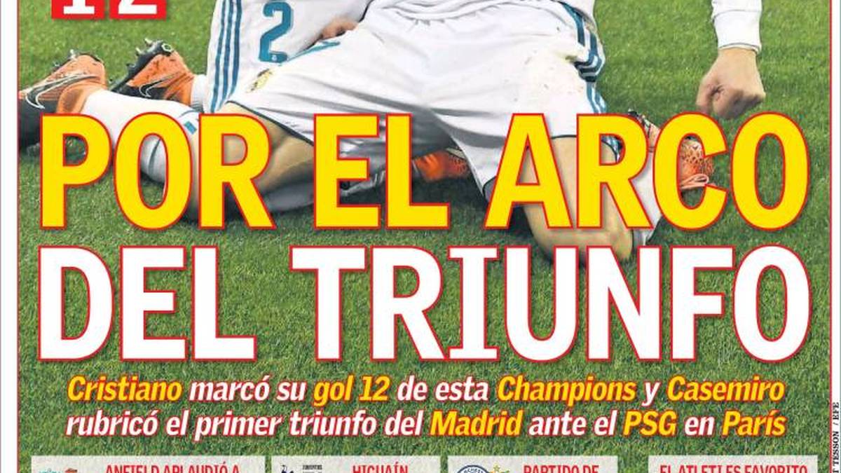 AS: "Madrid war das Feuer. Das Gesamtwerk von Real ist das Ergebnis von Zeit, Wissen und Tradition. Das ist in der Champions League wie ein zwölfter Spieler. Diese Nachricht hat Real im Parc des Princes hinterlassen"