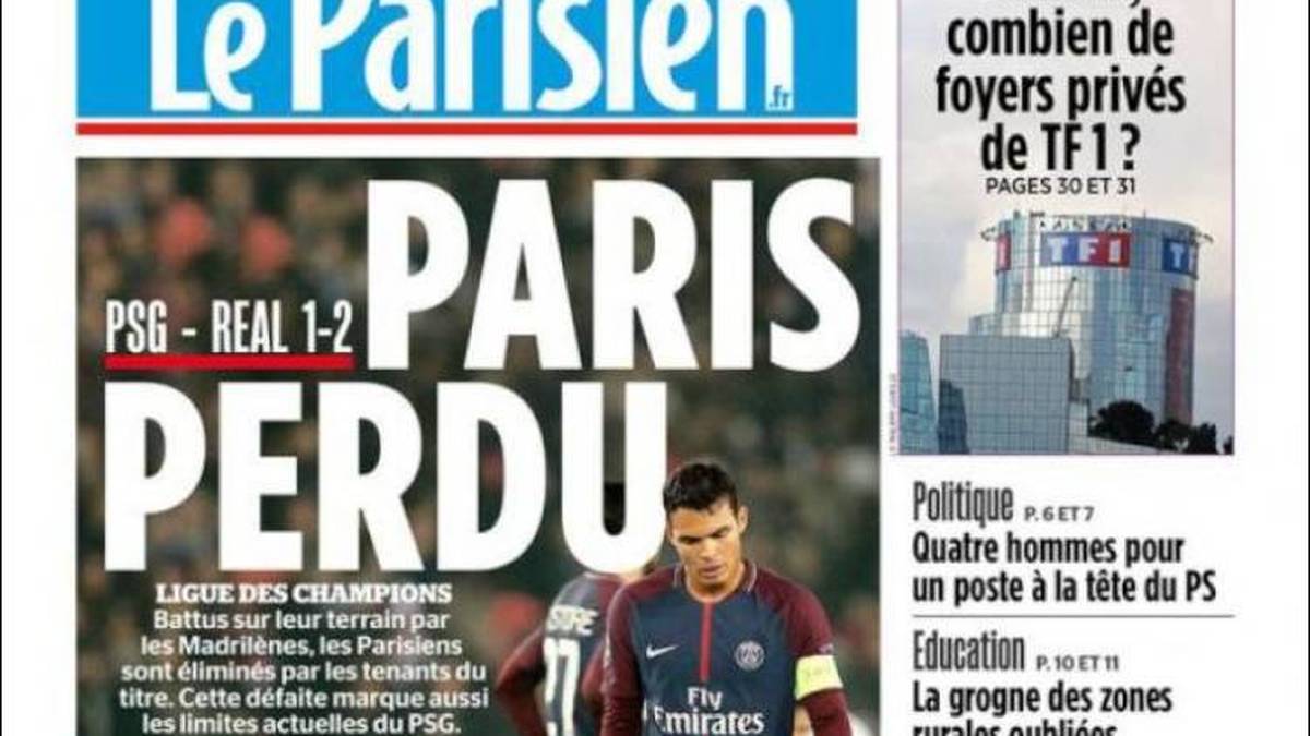 LE PARISIEN: "Eine erneute Ohrfeige, die sehr weh tut. Es war vielleicht nicht das schmerzhafteste Ausscheiden von PSG - die Aufholjagd von Barca wird für immer das fürchterlichste und demütigendste bleiben - aber mit Blick auf die Investitionen im vergangenen Sommer ist auch dieses erneute Achtelfinal-Aus verheerend"