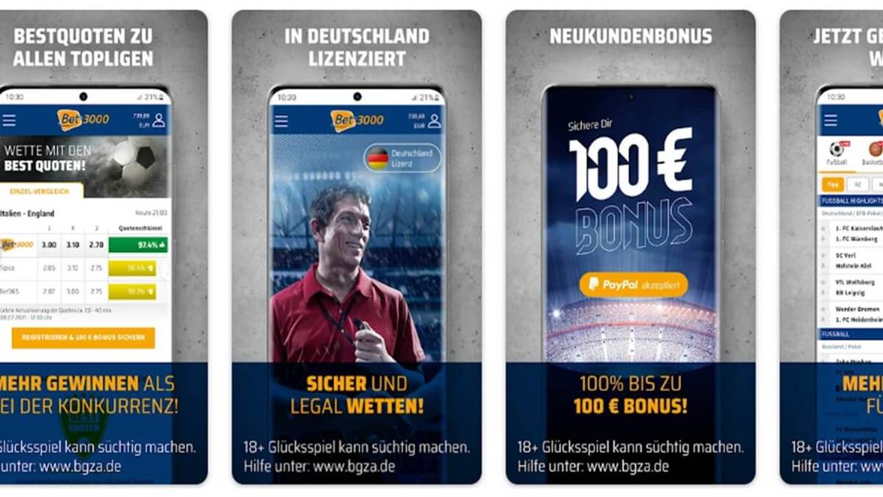 Steuerfreie Wetten lassen sich auch über die Bet3000 App abschließen.