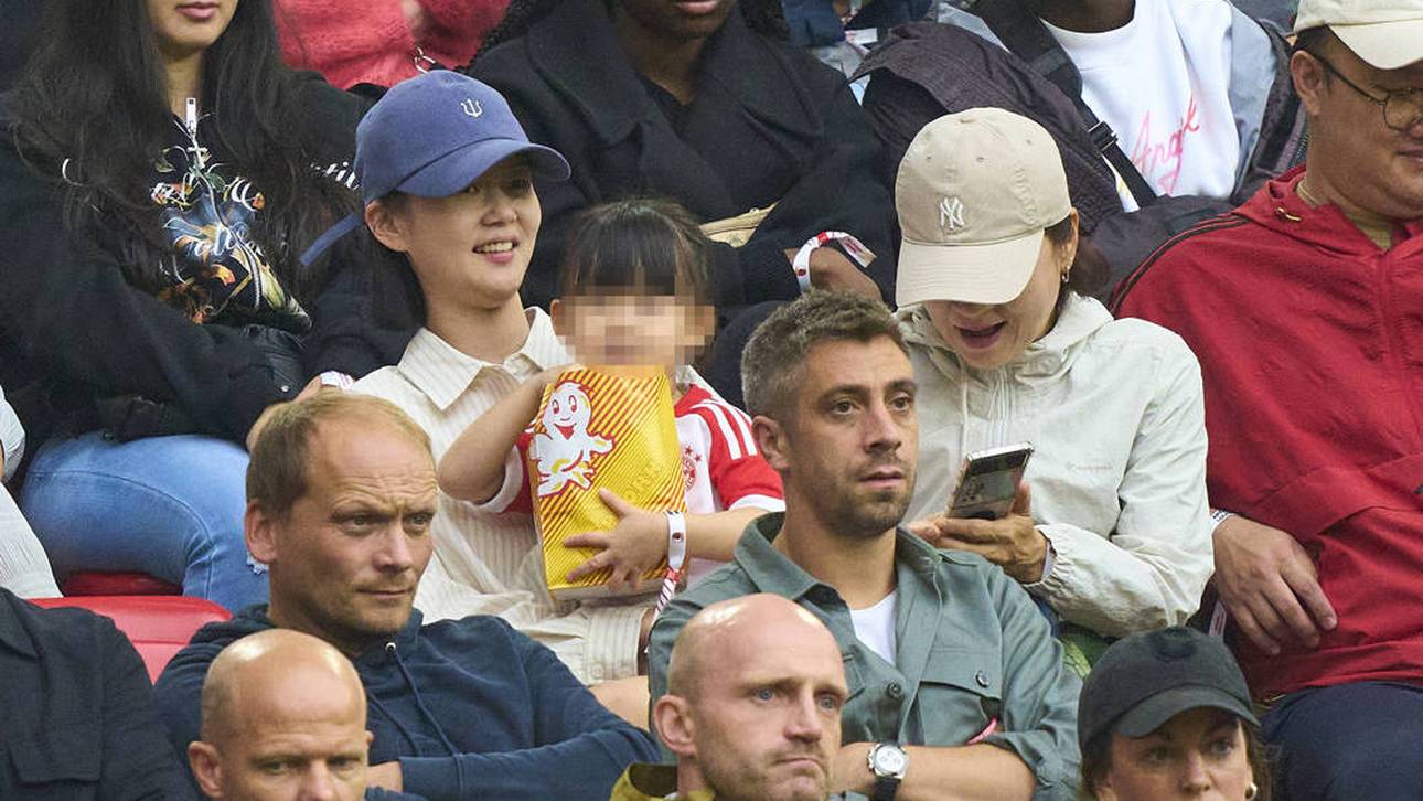 Minjae Kims Exfrau Ahn bei einem Besuch eines Bayern-Spiels mit ihrer Tochter