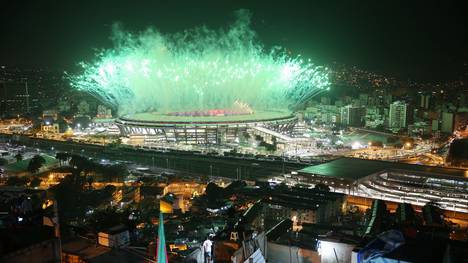Fireworks Explode Over Rio's Maracana Stadium During The 2016 Olympic Games Opening Ceremony