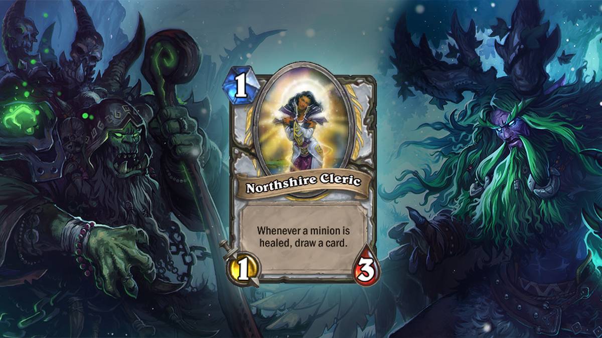 Northshire Cleric (Klerikerin von Nordhain) - Zieht jedes Mal eine Karte, wenn ein Diener geheilt wird. Die Karte zweimal im Deck gespielt