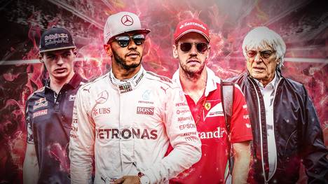 Konfliktherde auch in der zweiten Saisonhälfte: Max Verstappen, Lewis Hamilton, Sebastian Vettel und Bernie Ecclestone