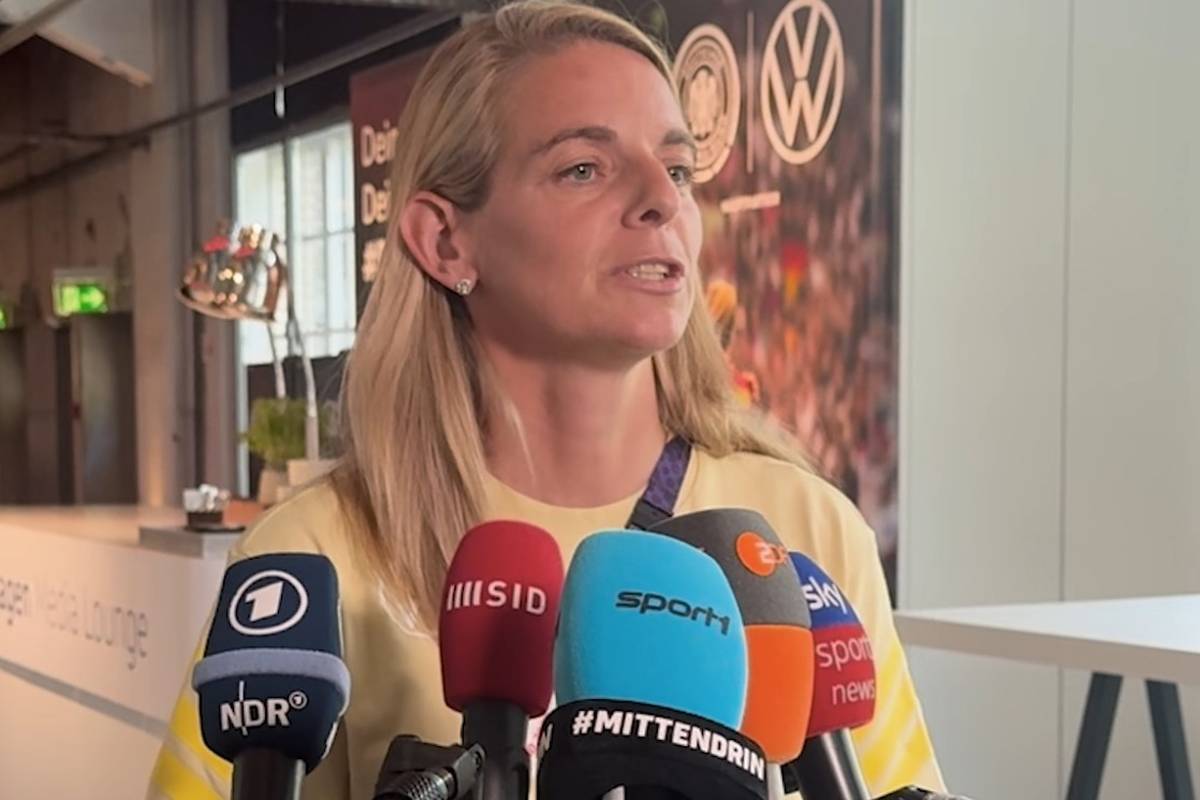 Die deutsche Nationalspielerin Giulia Gwinn fällt für den Rest der Europameisterschaft aus. DFB-Sportdirektorin Nia Künzer gibt in einer Presserunde ein Update zum Zustand der Außenverteidigerin.