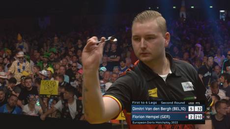 Nach Martin Schindler verpasst auch Florian Hempel zum Abschluss von Tag zwei das Achtelfinale in Trier. Mitfavorit Dimitri Van den Bergh gibts sich gegen den 32-Jährigen keine Blöße.