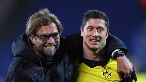 Robert Lewandowski (r.) stürmte vier Jahre unter Jürgen Klopp für Borussia Dortmund