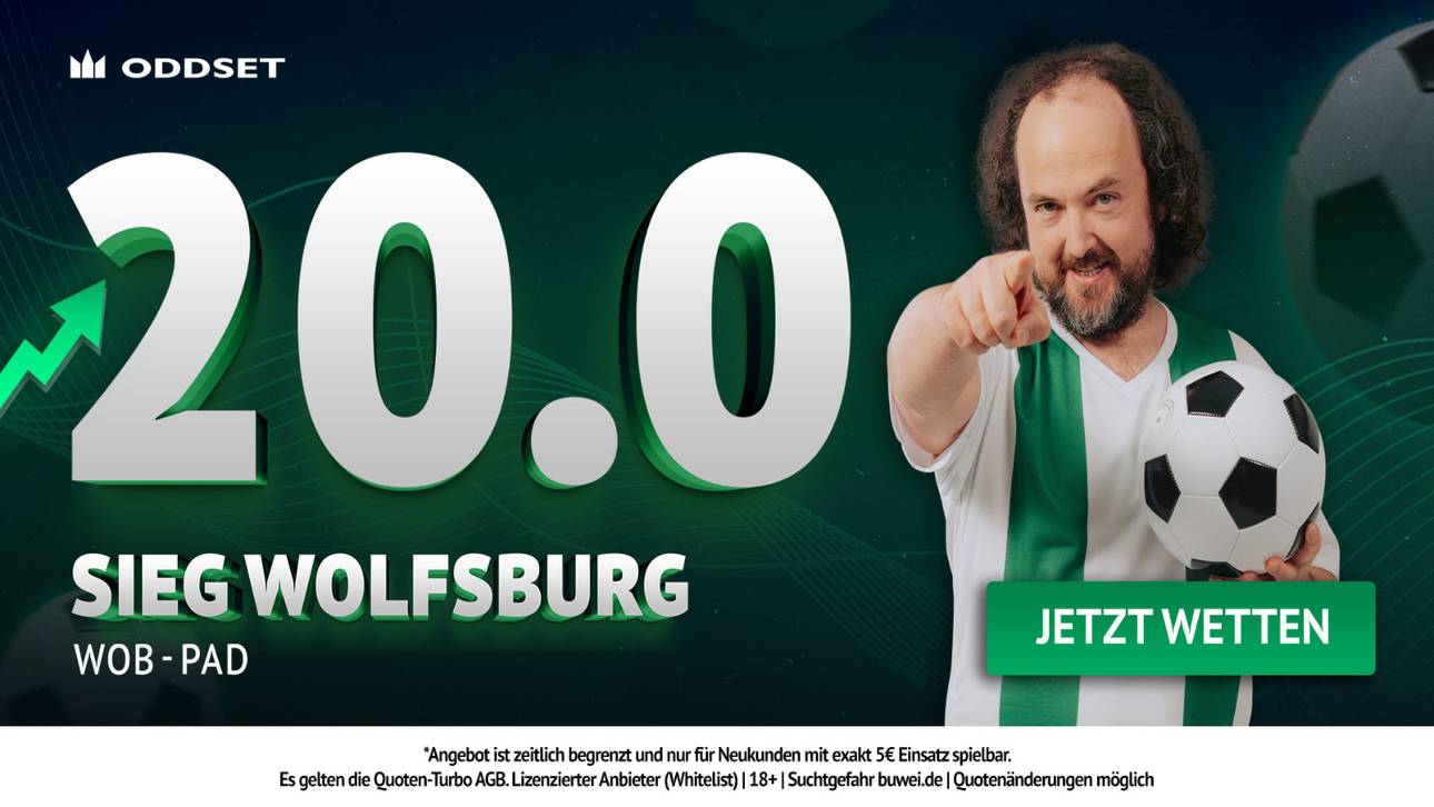 20,00 STATT 1,68! ODDSET mit Quoten-Hammer zum Relegations-Kracher Wolfsburg vs. Paderborn!