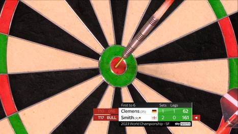 Michael Smith schlägt Gabriel Clemens mit 6:2 im Halbfinale der Darts-WM. Dazu zaubert er fünf Highfinishes ins Board.