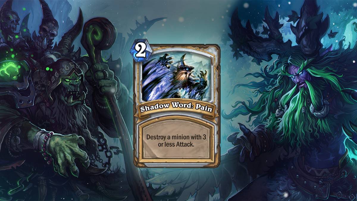 Shadow Word: Pain (Schattenwort: Schmerz) - Vernichtet einen Diener mit max. 3 Angriff. Diese Karte wird wird zweimal im Deck gespielt

