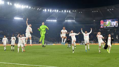 Juventus Turin feiert seinen Sieg in Rom