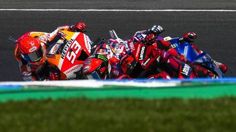 Races of Animoca Brands Australian Grand Prix of MotoGP at Phillip Island Circuit. October 16, 2022 In picture: Italy Pecco Bagnaia Spain Marc Márquez Carreras del Gran Premio de MotoGP de Australia en el Circuito Internacional de Phillip Island. 16 de Octubre de 2022 POOL MotoGP.com Cordon Press Images will be for editorial use only. Mandatory credit: MotoGP.com Cordon Press *** Races of Animoca Brands Australian Grand Prix of MotoGP at Phillip Island Circuit October 16, 2022 In picture Italy Pecco Bagnaia Spain Marc Márquez Races of Animoca Brands Australian Grand Prix of MotoGP at Phillip Island International Circuit October 16, 2022 POOL MotoGP com Cordon Press Images will be for editorial use only Mandatory credit MotoGP com Cordon Press PUBLICATIONxNOTxINxESPxFRA