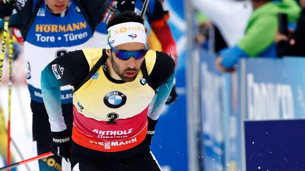 ANTHOLZ ANTERSELVA, ITALY - FEBRUARY 23: Martin Fourcade of France in action during the IBU Biathlon World Championships Men's 15 km Mass Start Competition on February 23, 2020 in Antholz Anterselva, Italy. (Photo by Christophe Pallot/Agence Zoom/Getty Images)
