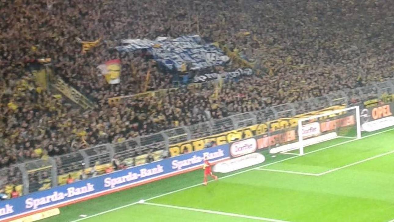 Geklautes S04-Banner im BVB-Block