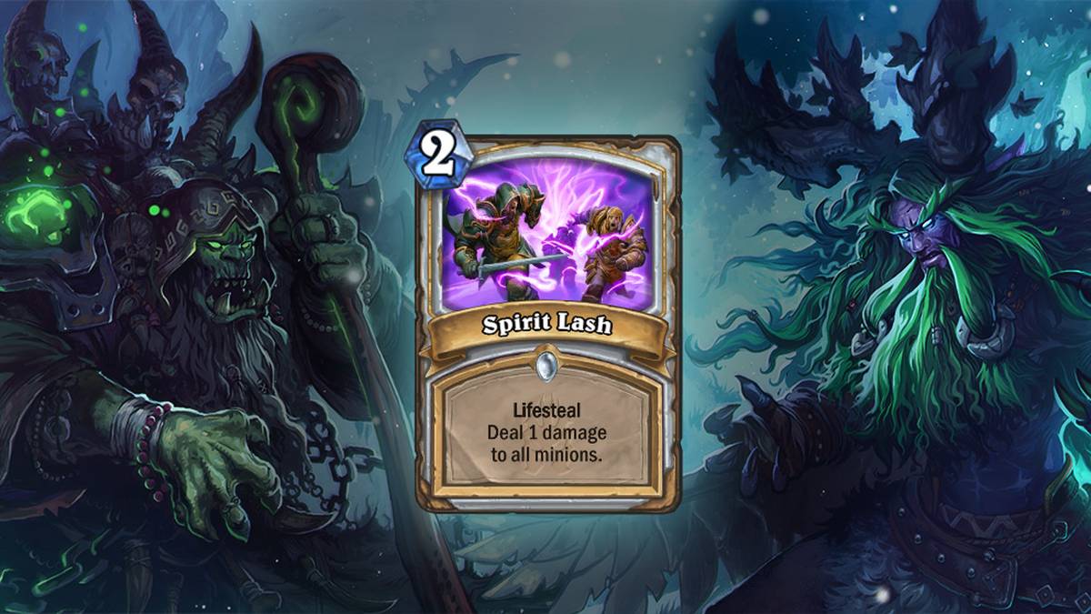 Spirit Lash (Seelsog) - Lebensentzug. Fügt allen Dienern 1 Schaden zu. Diese Karte zweimal im Deck gespielt