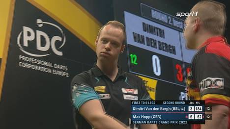 Max Hopp meldet sich beim German Darts Grand Prix eindrucksvoll zurück. In Runde zwei besiegt der Maximiser den neunten der Weltrangliste Dimitri Van den Bergh. 