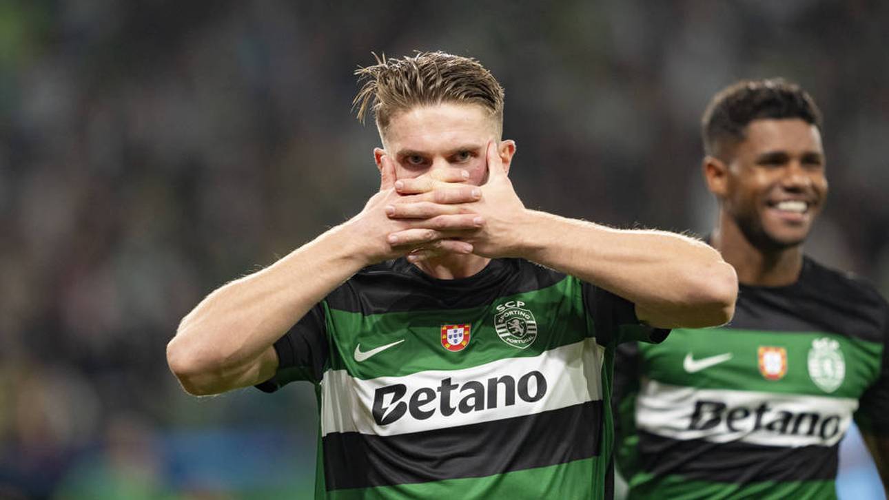 Viktor Gyökeres zeigt seinen berühmten Torjubel