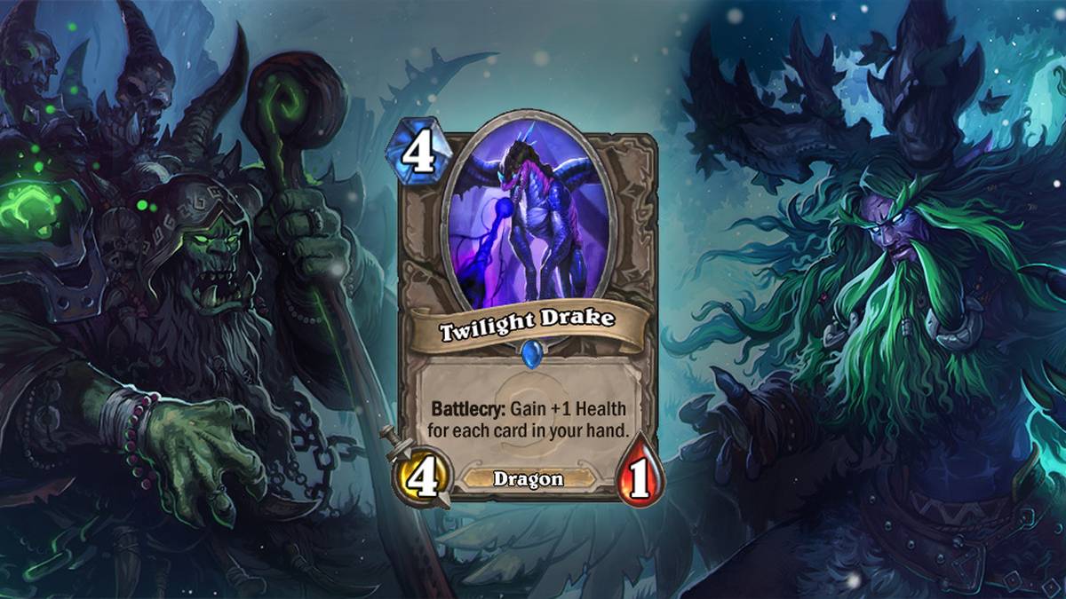 Twilight Drake (Zwielichtdrache) - Kampfschrei: Erhält +1 Leben für jede Karte auf Eurer Hand. Diese Karte wird zweimal im Deck gespielt