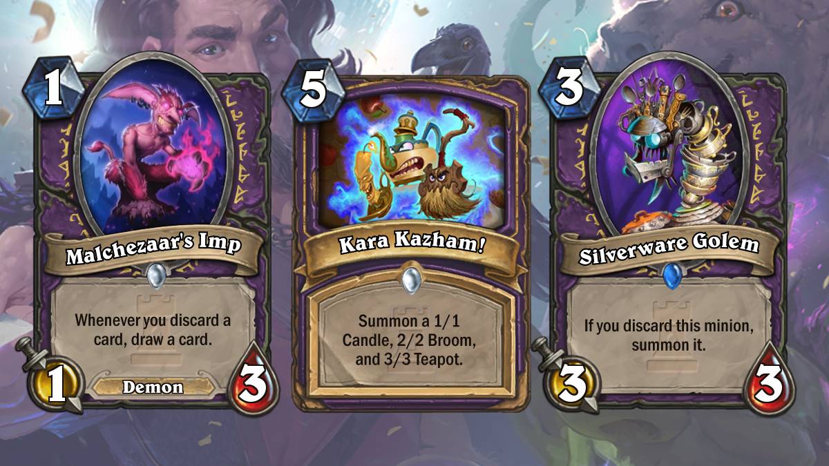 Malchezaar's Imp und Silverware Golem richten sich stark auf die Discard-Mechanik, während Kara Kazham in Zoo Decks einen Platz finden wird.