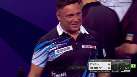 "Zirkus-Darts" vom Iceman: Gerwyn Price streut bei seinem Sieg gegen Danny Noppert mitten im Match eine Doppelfeld-Übung ein, als der Durchgang gegen ihn läuft.