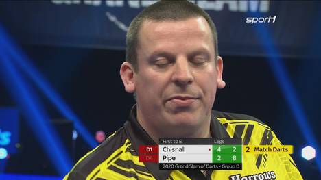 Dave Chisnall besiegt beim Grand Slam of Darts Justin Pipe mit 5:3. Die Doppelfelder gehören an diesem Tag allerdings nicht zu seinen Stärken.