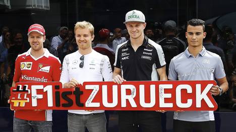 Hockenheim setzt auf die deutschen Fahrer - vor allem auf Sebastian Vettel (l.) und Nico Rosberg (2.v.l.)