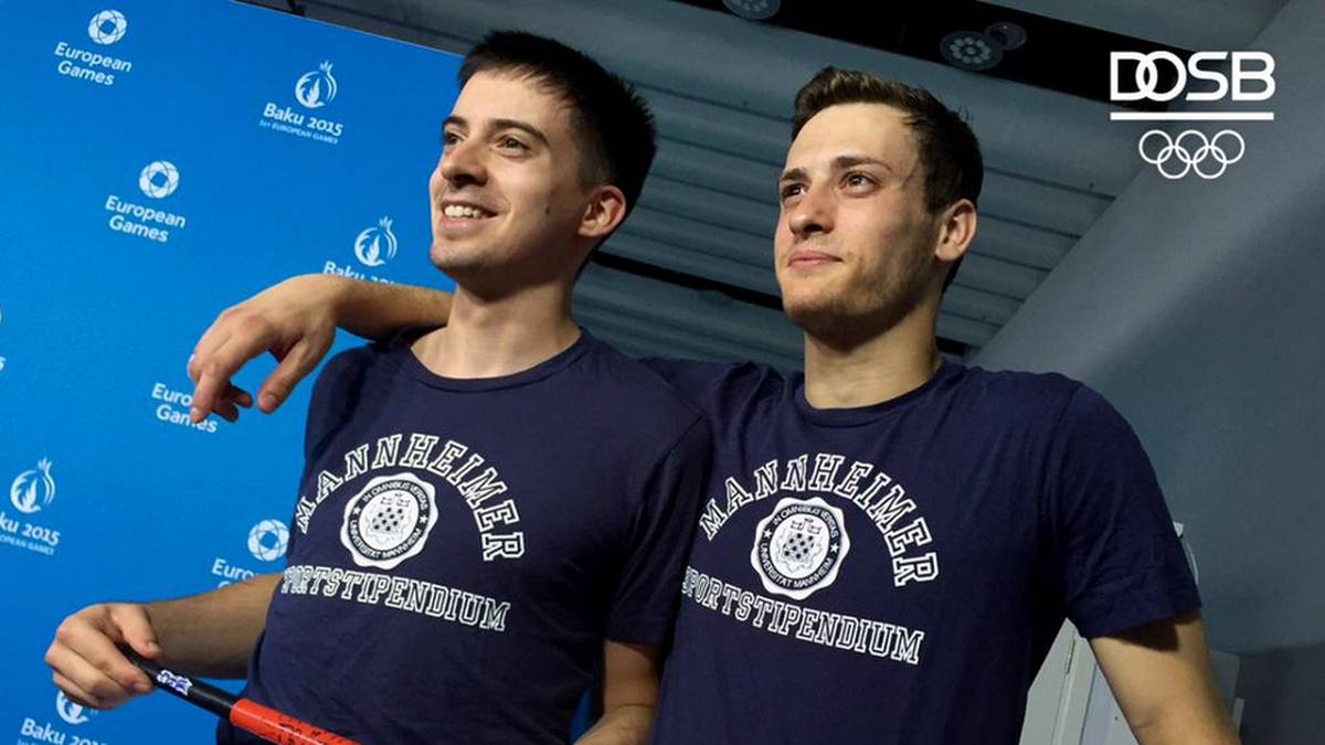 Die Fechter Mark Perelmann und Georg Dörr unterstützen die deutschen Athleten lautstark