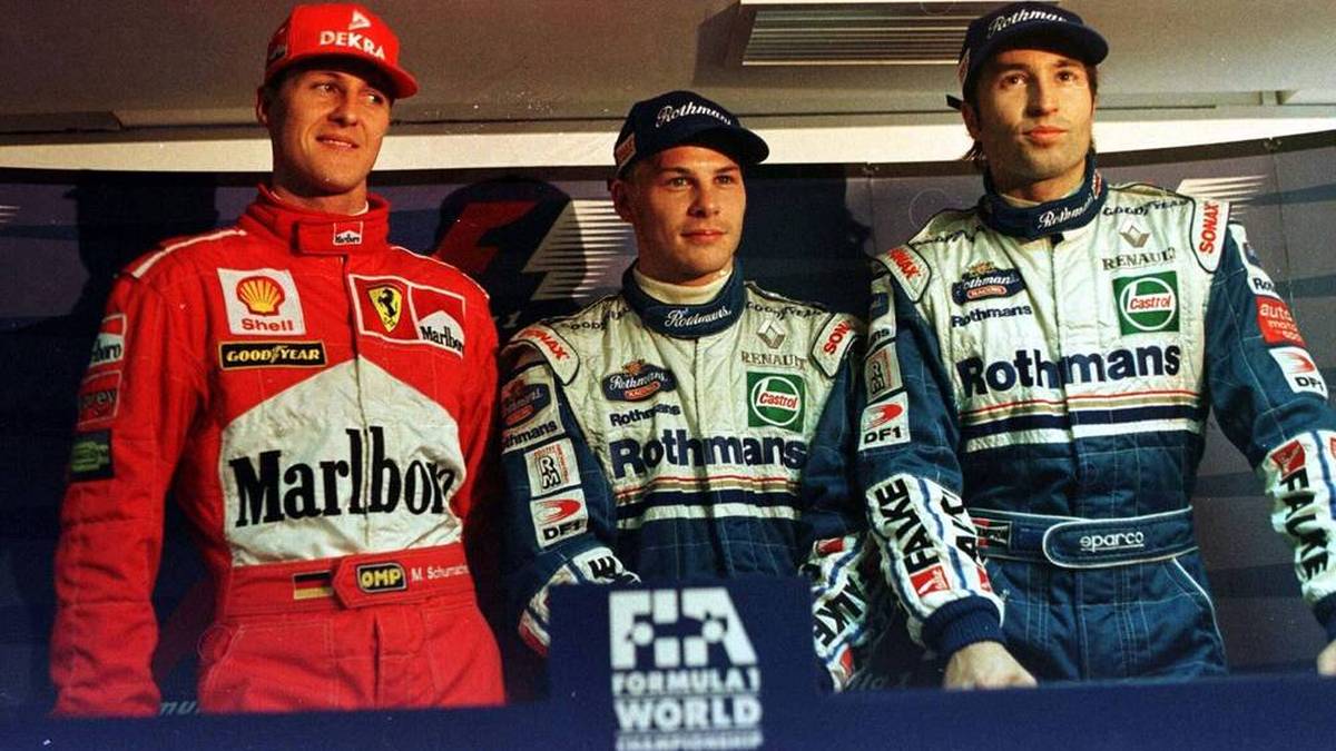 Jacques Villeneuve (M., mit Heinz Harald-Frentzen) war 1997 der Rivale von Michael Schumacher