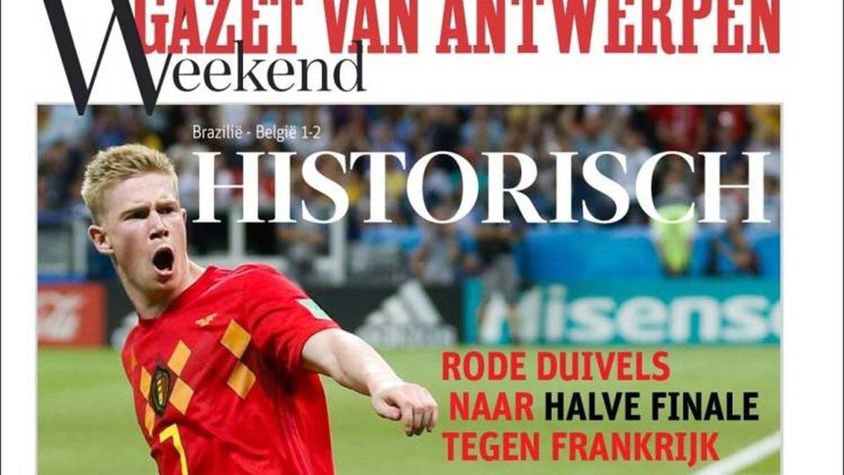 GAZET VAN ANTWERPEN: "Historisch! Die Roten Teufel stehen im Halbfinale gegen Frankreich. Nicht nur Belgien, sondern die ganze Welt muss sich die Augen reiben."