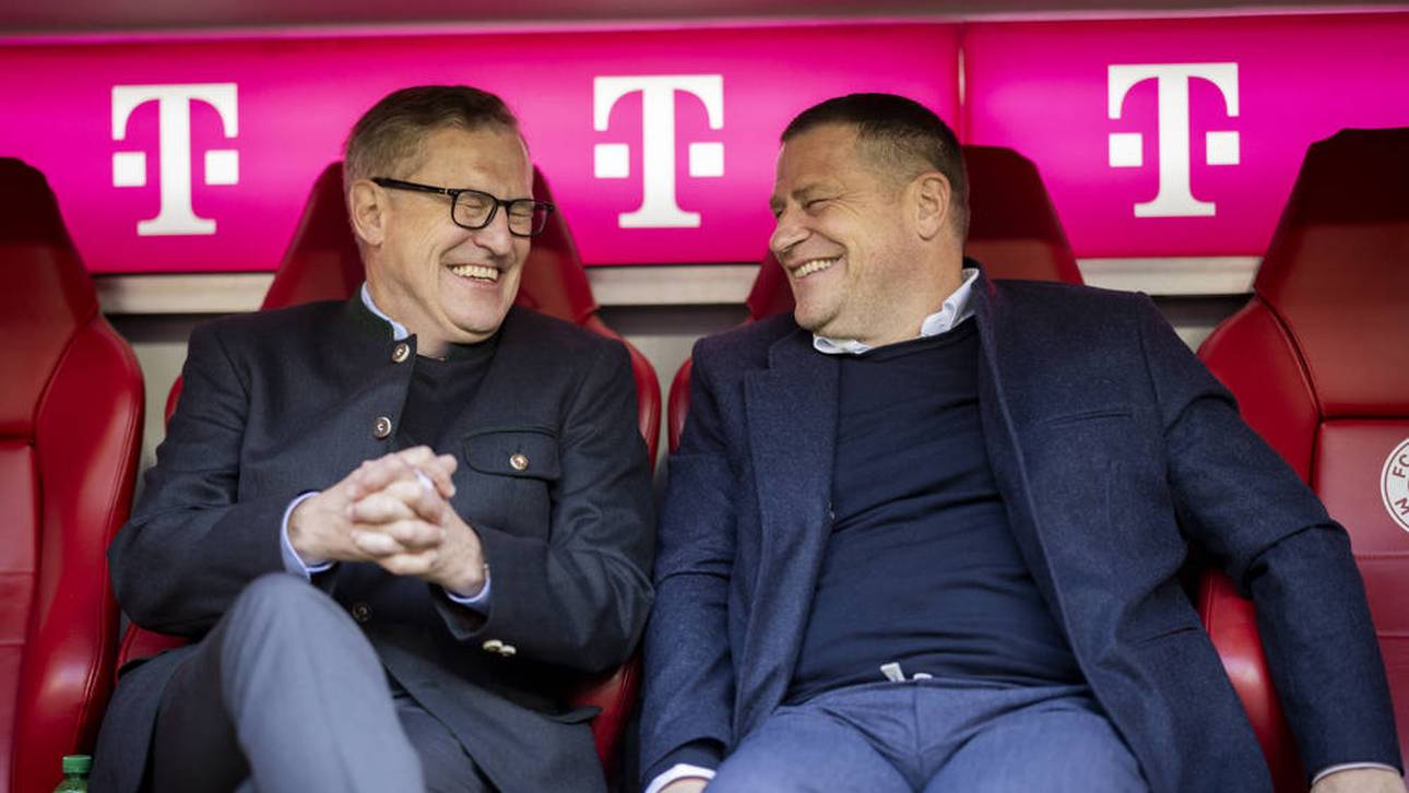 Jan-Christian Dreesen (l.) und Max Eberl verlängerten ihre Verträge beim FC Bayern