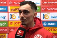 Paul Nebel hat seinen ersten Treffer für den 1. FSV Mainz 05 erzielt. Nach dem Spiel erklärt er seinen Torjubel.