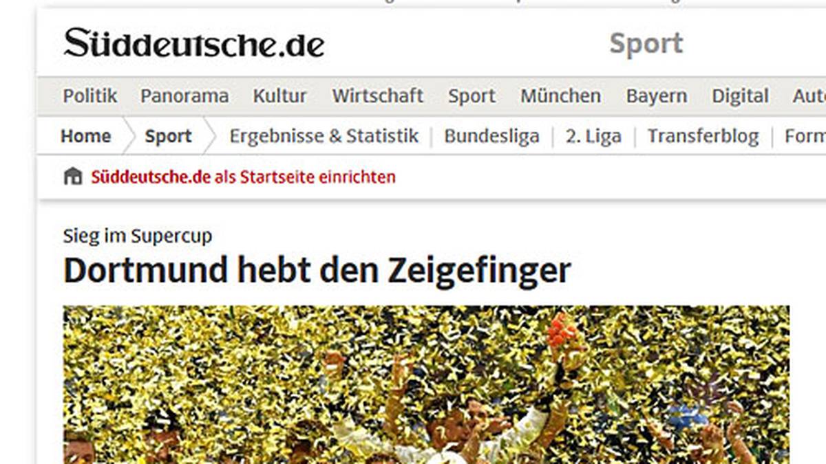 Süddeutsche.de: "Dortmund hebt den Zeigefinger"
                  