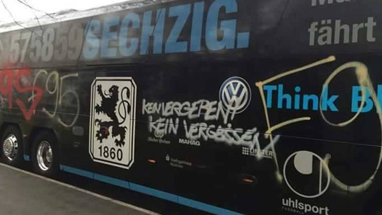 Münchener Bus vor Spiel beschmiert