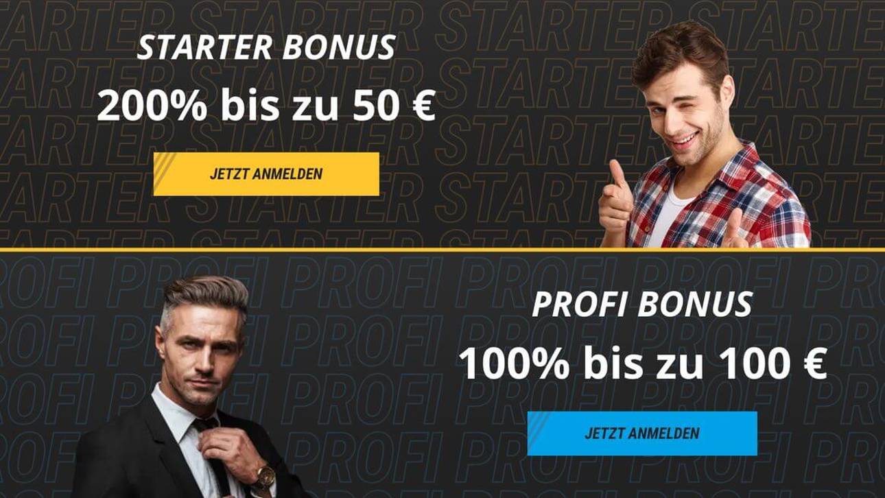 Wähle bei NEO.bet zwischen dem Starter und dem Profi Bonus