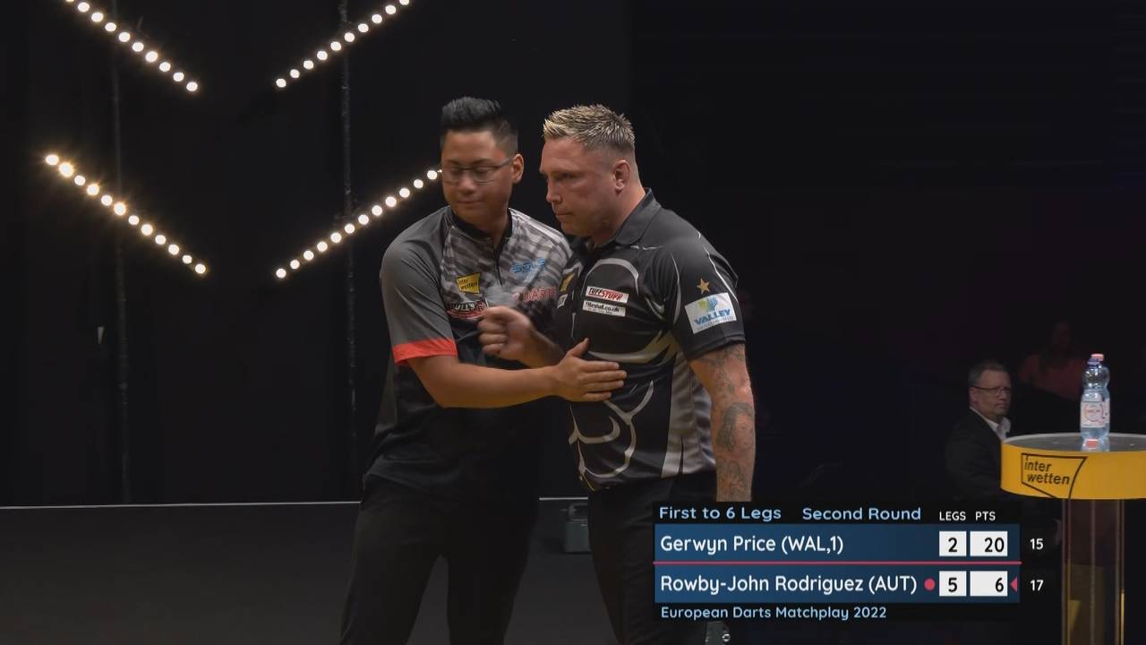 European Darts Matchplay: Rowby-John Rodriguez schlägt Gerwyn Price in Trier