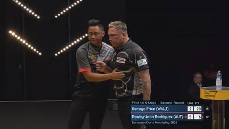 Gerwyn Price verpasst das Achtelfinale in Trier. Der Mitfavorit muss gegen Rowby-John Rodriguez eine derbe Klatsche hinnehmen.