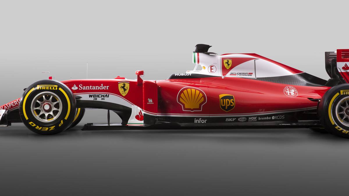 Ein Blick von der Seite: "Es sieht sehr schön aus", sagt Vettel über seinen neuen Dienstwagen - fügt aber an: "Mehr wissen wir erst, wenn wir auf der Strecke waren"