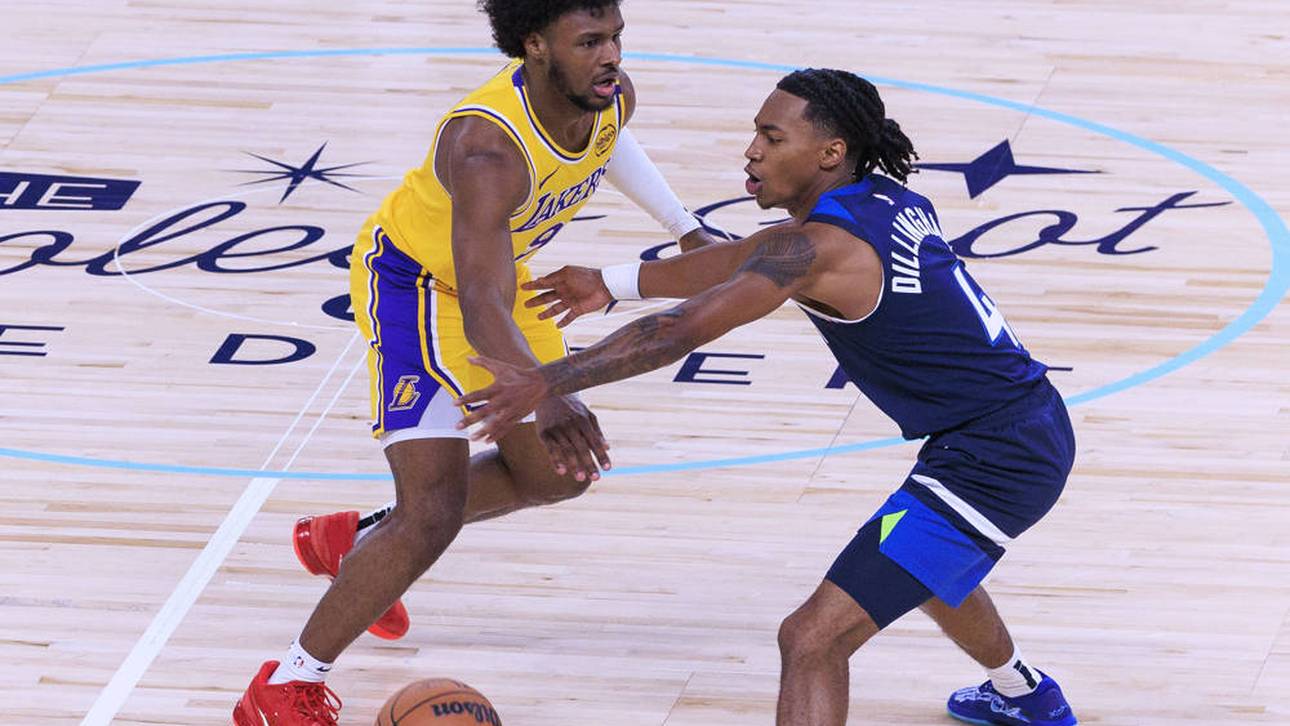 Bronny James (l.) hat sich verdribbelt