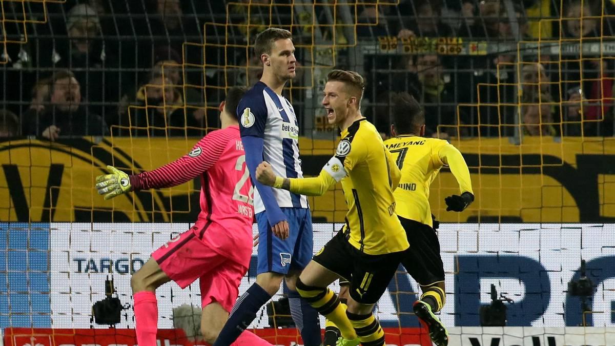 Doch der BVB hat die passende Antwort parat: Drei Minuten nach dem Pausentee staubt Marco Reus nach Aubameyangs Pfostenschuss zum Ausgleich ab