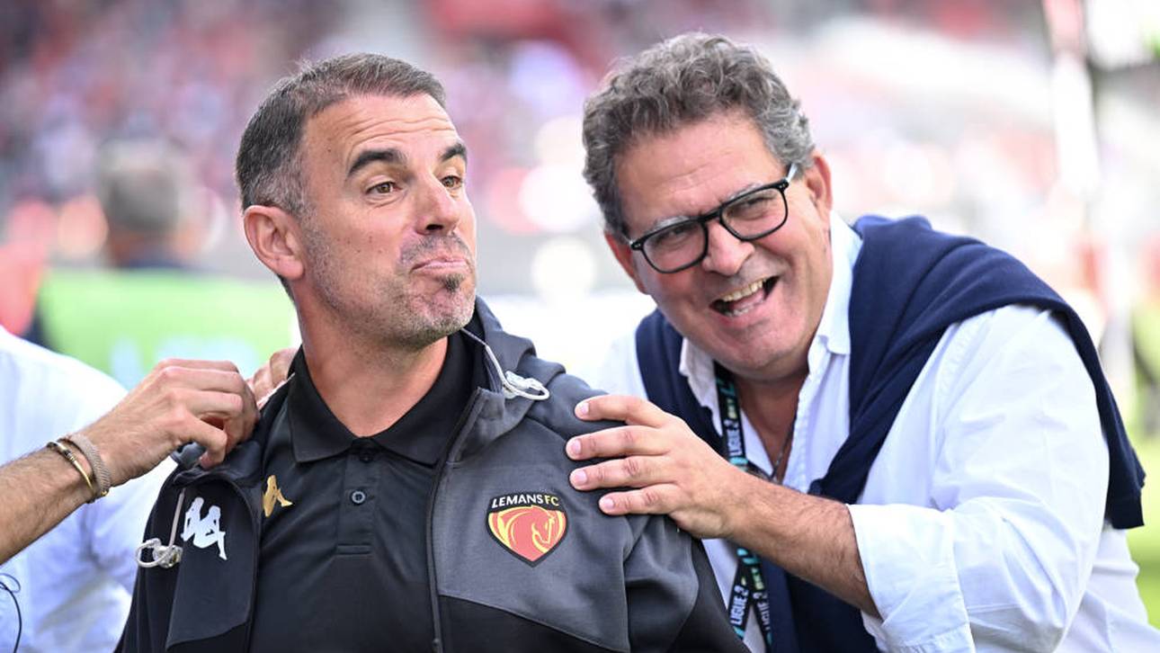 Le-Mans-Trainer Patrick Videira (l.) und Präsident Thierry Gomez (r.)