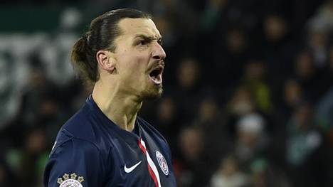 Zlatan Ibrahimovic von Paris St. Germain schreit seine Freude heraus