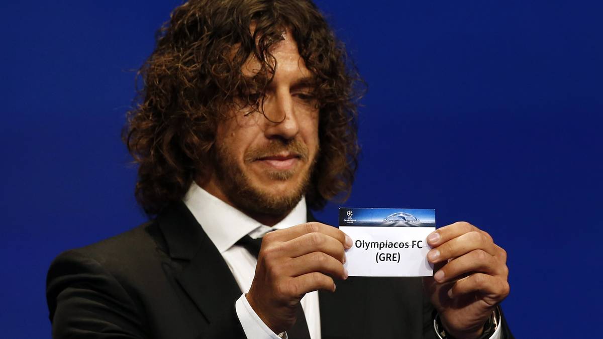 ... und Olympiakos Piräus hinzu. Letztere werden vom gewohnt zotteligen Carles Puyol dem FCB zugelost