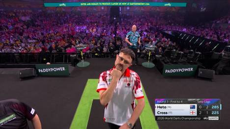 Rob Cross setzt sich gegen Damon Heta durch und steht im Achtelfinale der Darts-WM - dort geht es nun gegen Luke Littler.