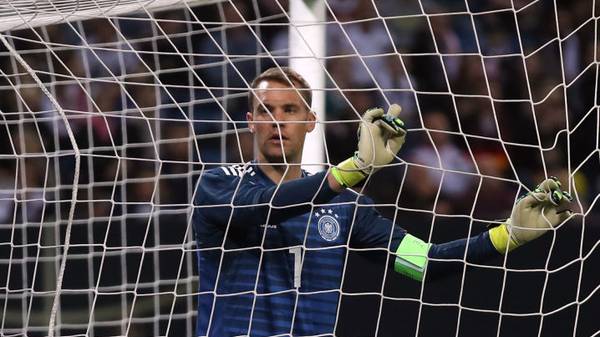 HAMBURG, GERMANY - SEPTEMBER 06: Goalkeeper Manuel Neuer of Germany reacts during the UEFA Euro 2020 qualifier match between Germany and Netherlands at Volksparkstadion on September 06, 2019 in Hamburg, Germany. (Photo by Alex Grimm/Bongarts/Getty Images)