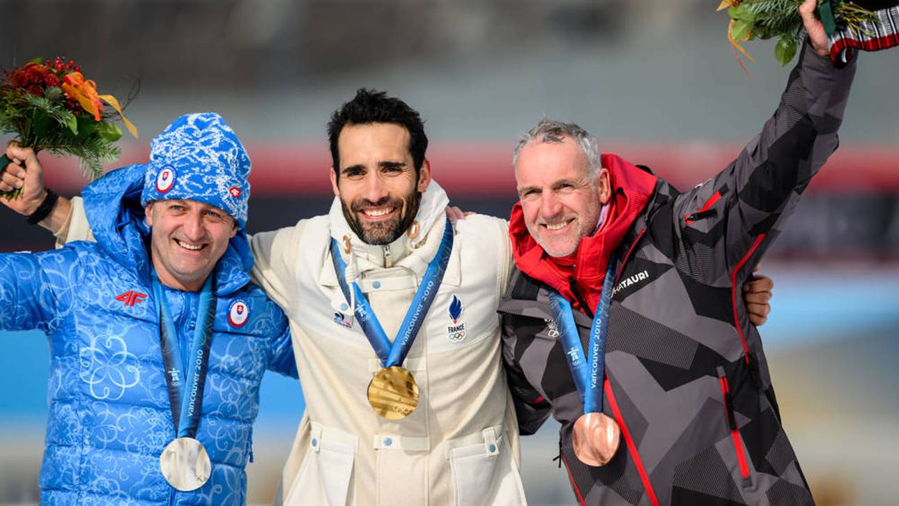 Pavol Hurajt, Martin Fourcade und Christoph Sumann wurden in Antholz nachträglich gefeiert