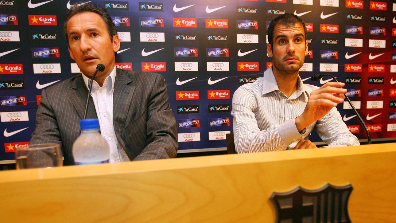 Txiki Begiristain (l.) und Pep Guardiola kennen sich vom FC Barcelona