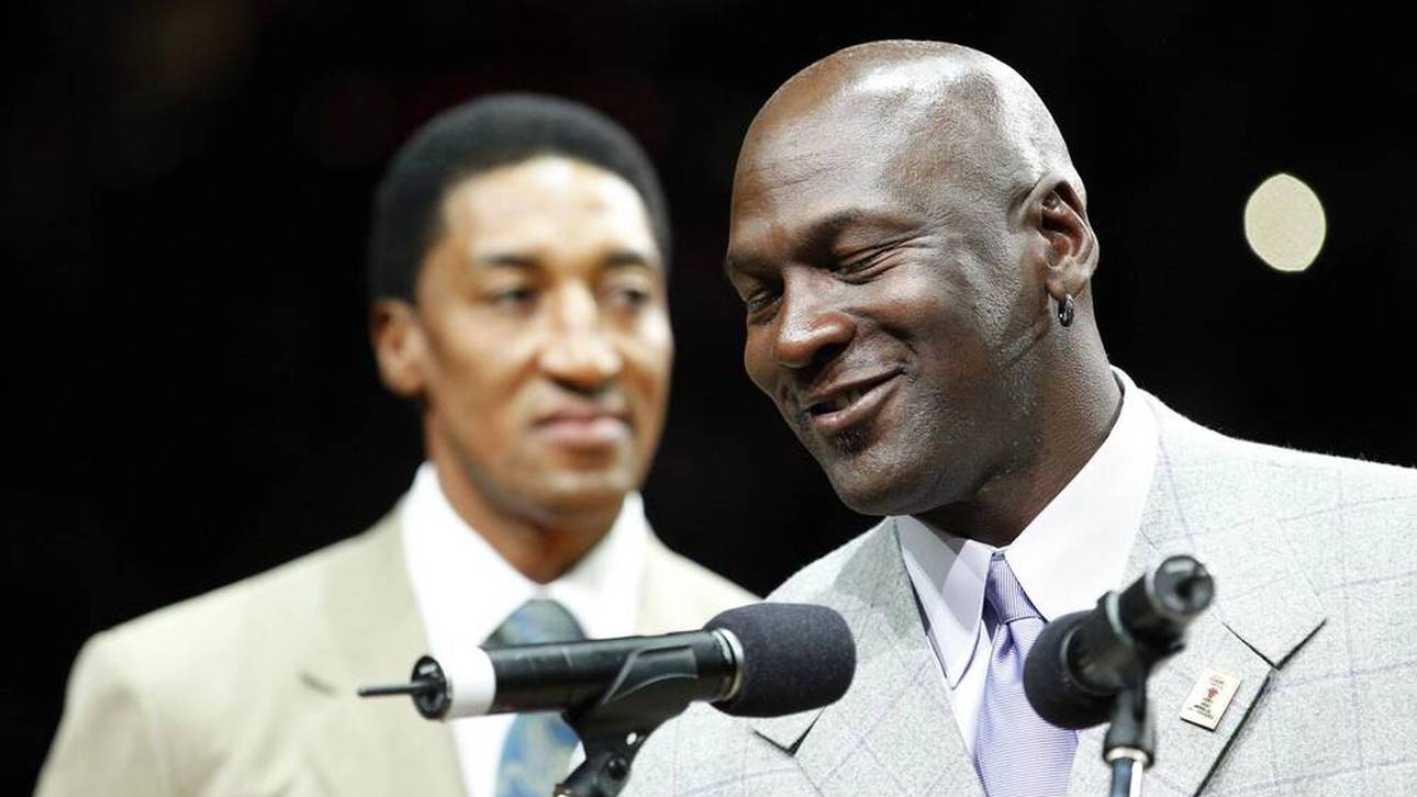 Scottie Pippen und Michael Jordan beim Meister-Jubiläum der Bulls 2011