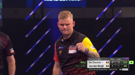 Mike De Decker zieht nach seinem Sieg im Halbfinale des World Darts Grand Prix gegen Dimitri van den Bergh ins Finale ein und fordert Vorjahressieger und Weltmeister Luke Hmuphries.