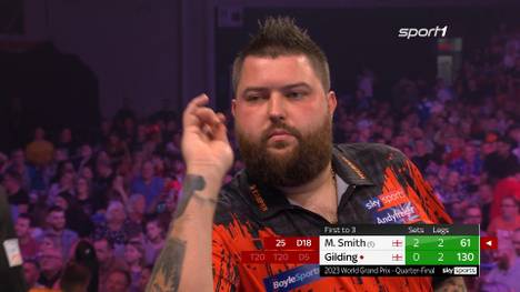 Michael Smith gewinnt im Viertelfinale klar gegen Andrew Gilding mit 3:0 und folgt Gerwyn Price somit ins Halbfinale des Darts World Grand Prix. 